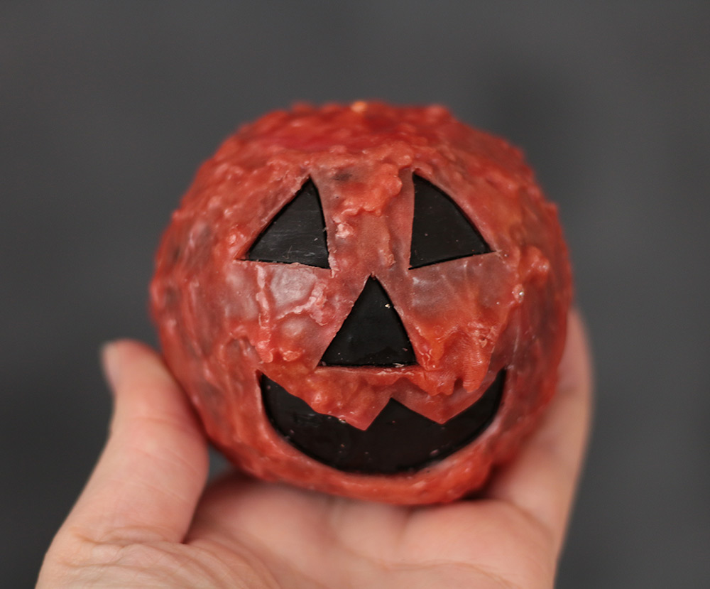 Pumpkin Face Ball Candle with Tealight - The Weed Patch