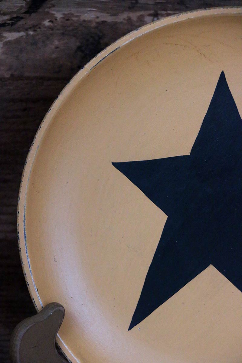 Mustard And Black Primitive Star Hand Painted Plate By Our Backyard