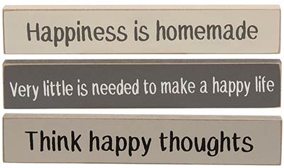Happiness Mini Shelf Sitter Signs (Set of 3)