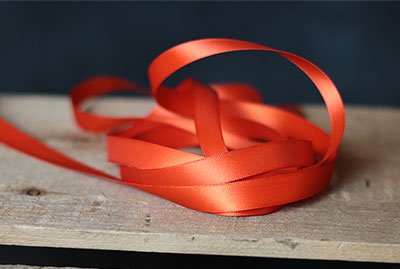 Double Faced Poly Satin Ribbon, 1/2 inch - Mandarin Orange - The Weed Patch