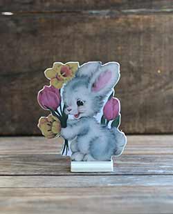 Vintage Easter Dummy Board - Bunny with Flowers