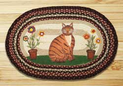 Folk Art Cat Braided Jute Rug