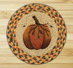Pumpkin Braided Jute Tablemat - Round (10 inch)