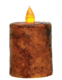 Burnt Mustard Battery Pillar Candle with Timer - 2.5 x 2.5 inch