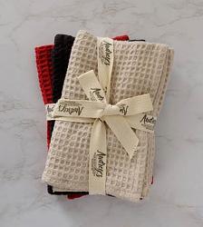 Red, Black, And Beige Waffle Dish Cloths (Set of 3)