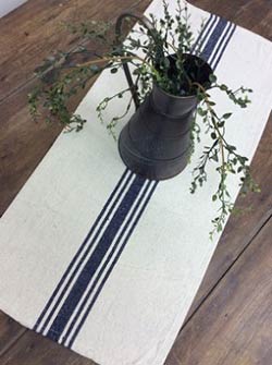 Cream with Navy Stripe 108 inch Table Runner