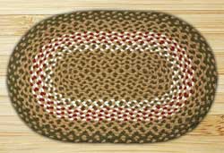 Green/Burgundy Oval Jute Rug (Special Order Sizes)