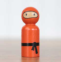 Ninja Peg Doll - Orange (or Ornament)