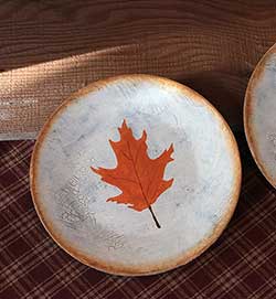 Oak Leaf Painted Decorative Plate with Ivory Crackle
