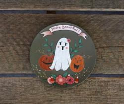 You're Bootiful Ghost with Florals Plate