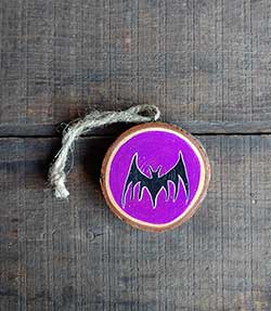 Bat Wood Slice Ornament
