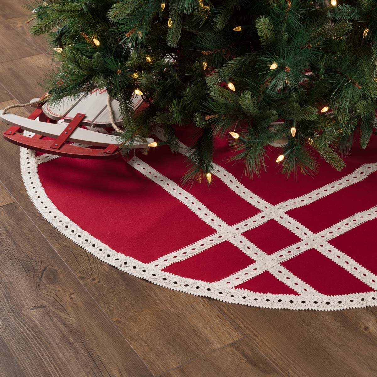 Margot Red 55 inch Tree Skirt - The Weed Patch