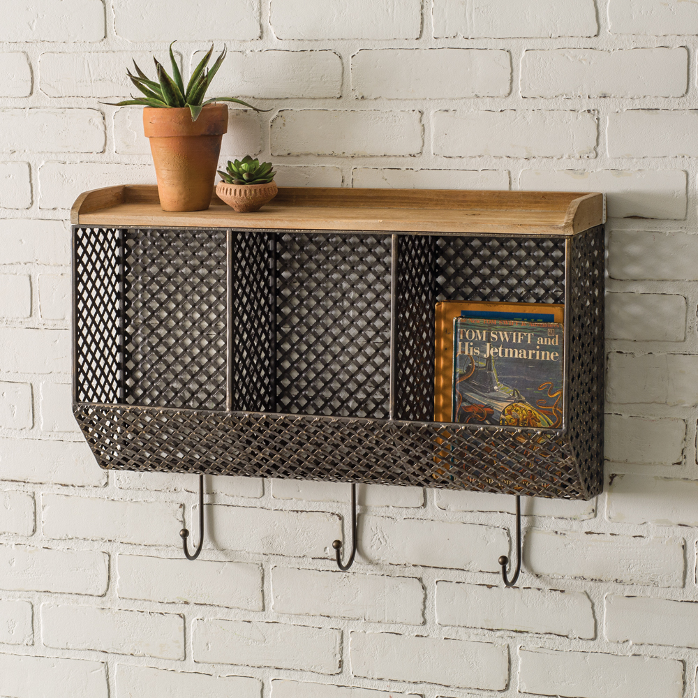 Mesh Triple Bin Wall Organizer with Hooks - The Weed Patch