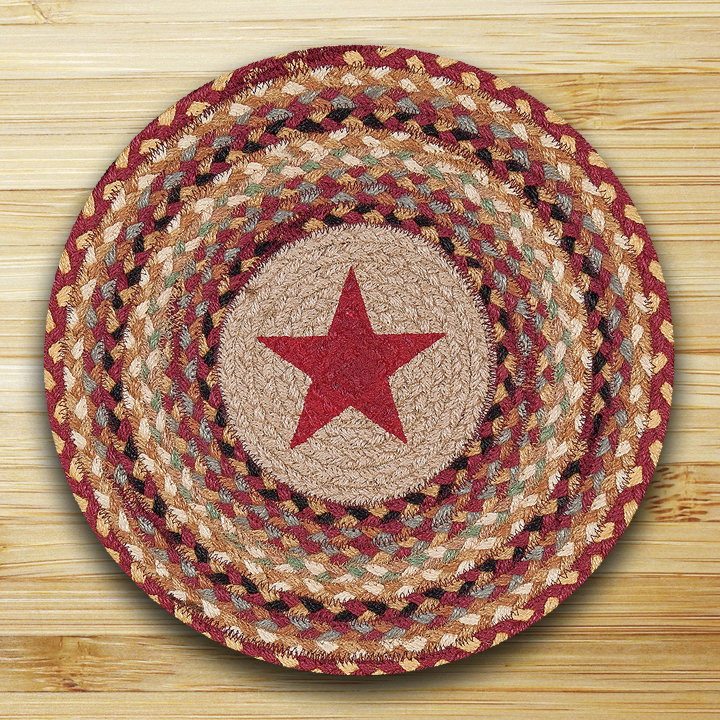 Burgundy Star Round Placemat, by Capitol Earth Rugs - The Weed Patch