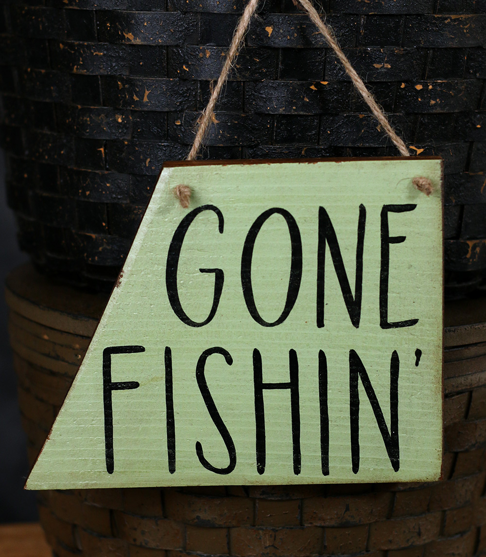 Gone Fishin' Hand Lettered Wood Sign - The Weed Patch