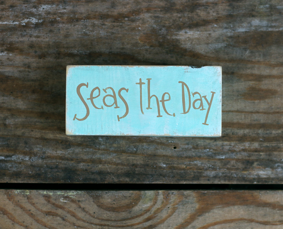 Seas the Day Shelf Sitter Sign - The Weed Patch