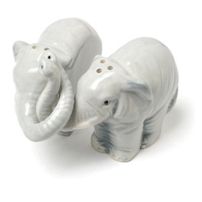 Collections Etc Hugging Elephant Salt and Pepper Shakers Set