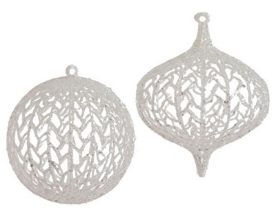 Clear Glittered Ball or Kismet Ornament, by Raz Imports. - The Weed Patch