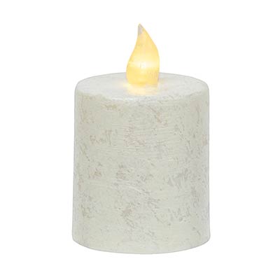 Rustic White Timer Pillar Candle - 2.5 x 3.5 inch