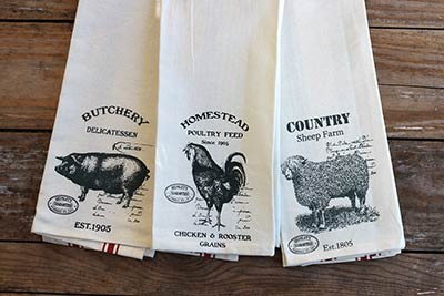 Vintage Farm Animal Tea Towels - The Weed Patch