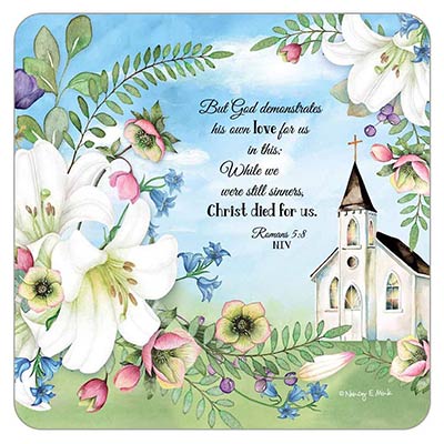 Lilies and Church Faith Coaster
