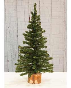 Tabletop Christmas Tree in Wood Slice - 18 inch