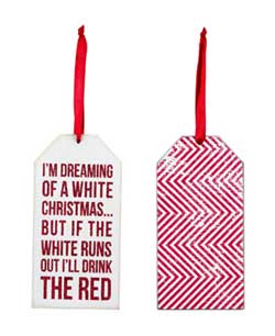 White Christmas Wine Bottle Tag / Ornament