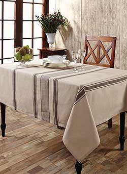 Charlotte Slate Cotton & Linen Tablecloth - Rectangle (57 x 80 inch)