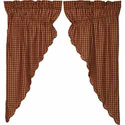 Burgundy Check Prairie Curtain (63 inch)