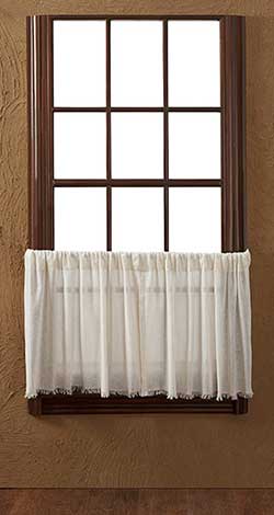 Antique White Tobacco Cloth Cafe Curtains - 24 inch Tiers