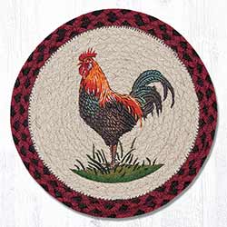 Rustic Rooster Braided Tablemat - Round (10 inch)