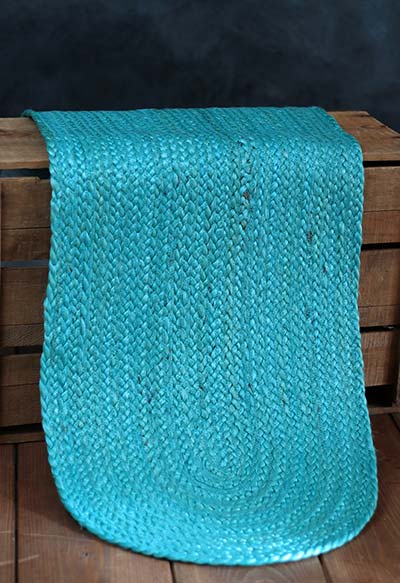 Teal Braided Table Runner, 36 inch