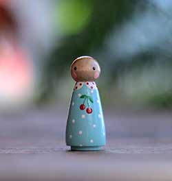 Cherry Girl Peg Doll (or Ornament)