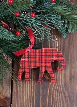 Tartan Plaid Elephant Ornament (Personalized)