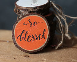 So Blessed Wood Slice Ornament - Harvest Orange (Personalized)